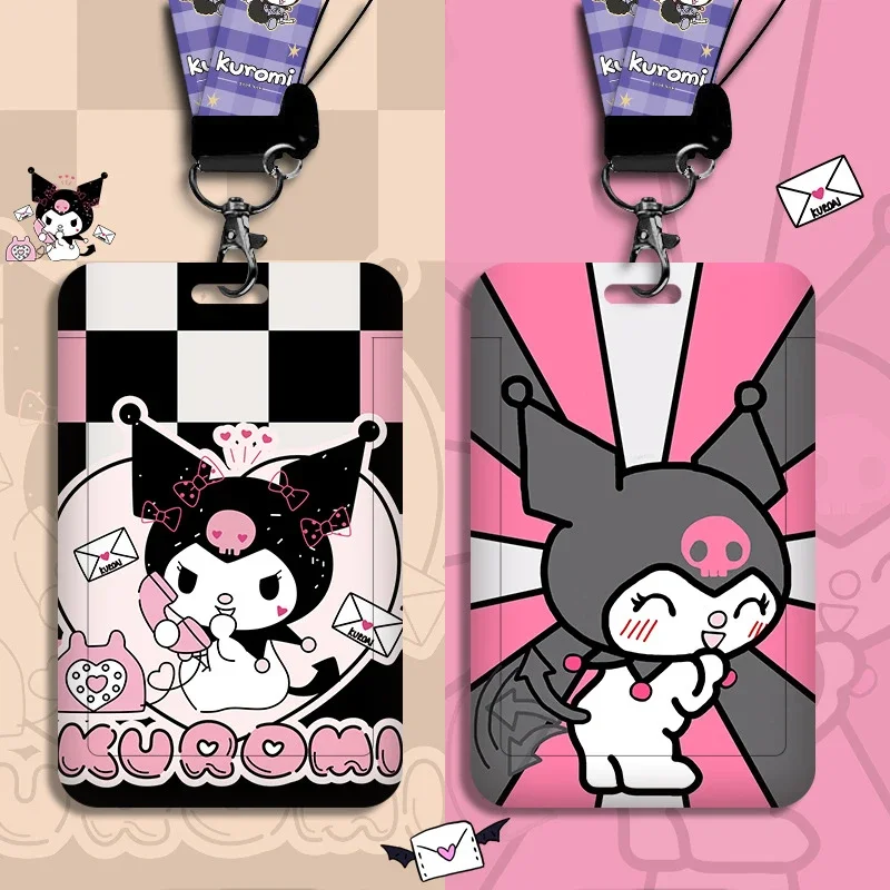 

New Kuromi ID Badge Card Holder Lanyard Sanrio Girls Door Card Case Neck Strap Credit Card Holder Credentials Accessories Gift