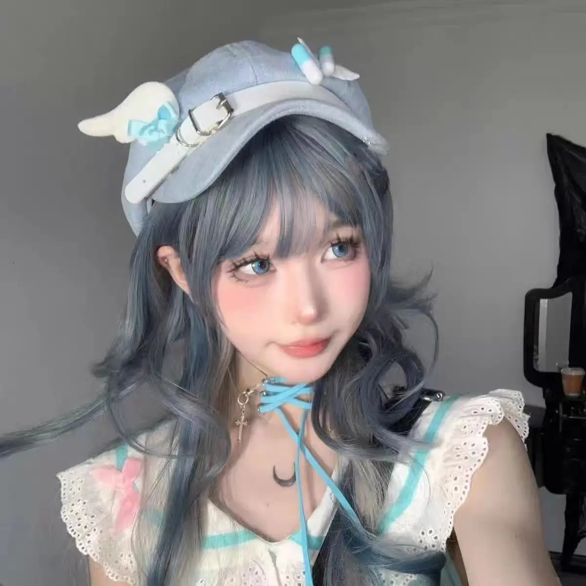 Y2K Harajuku alas de Ángel remache estilo japonés boina de Panda gorra octogonal para mujer lindo Otoño Invierno sombrero