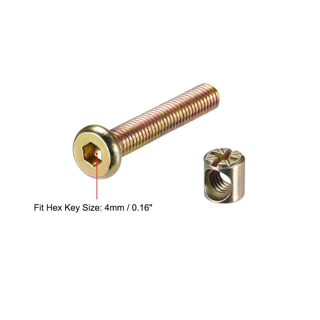 Ensemble d'écrou de 2,2 de meubles M6x40mm-110mm Vis à six pans creux avec baril Kg Half/Full Thread Fastener en acier au carbone pour lits 10/20 ensembles