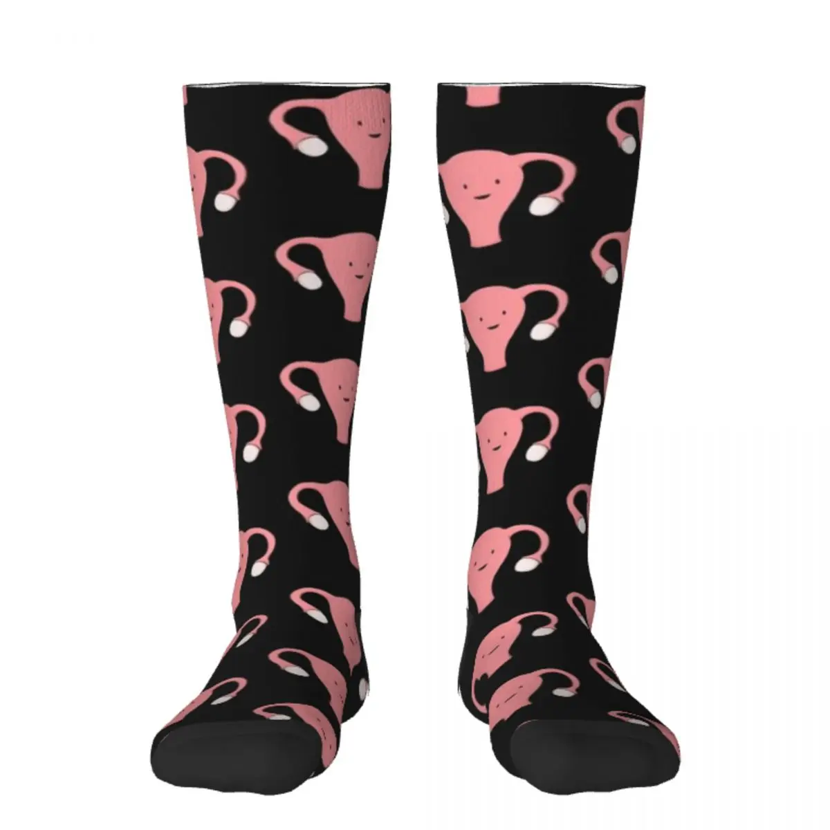 

Patterned Happy Uterus in Black Socks hiphop fashionable new year essential Socks Women's Men's