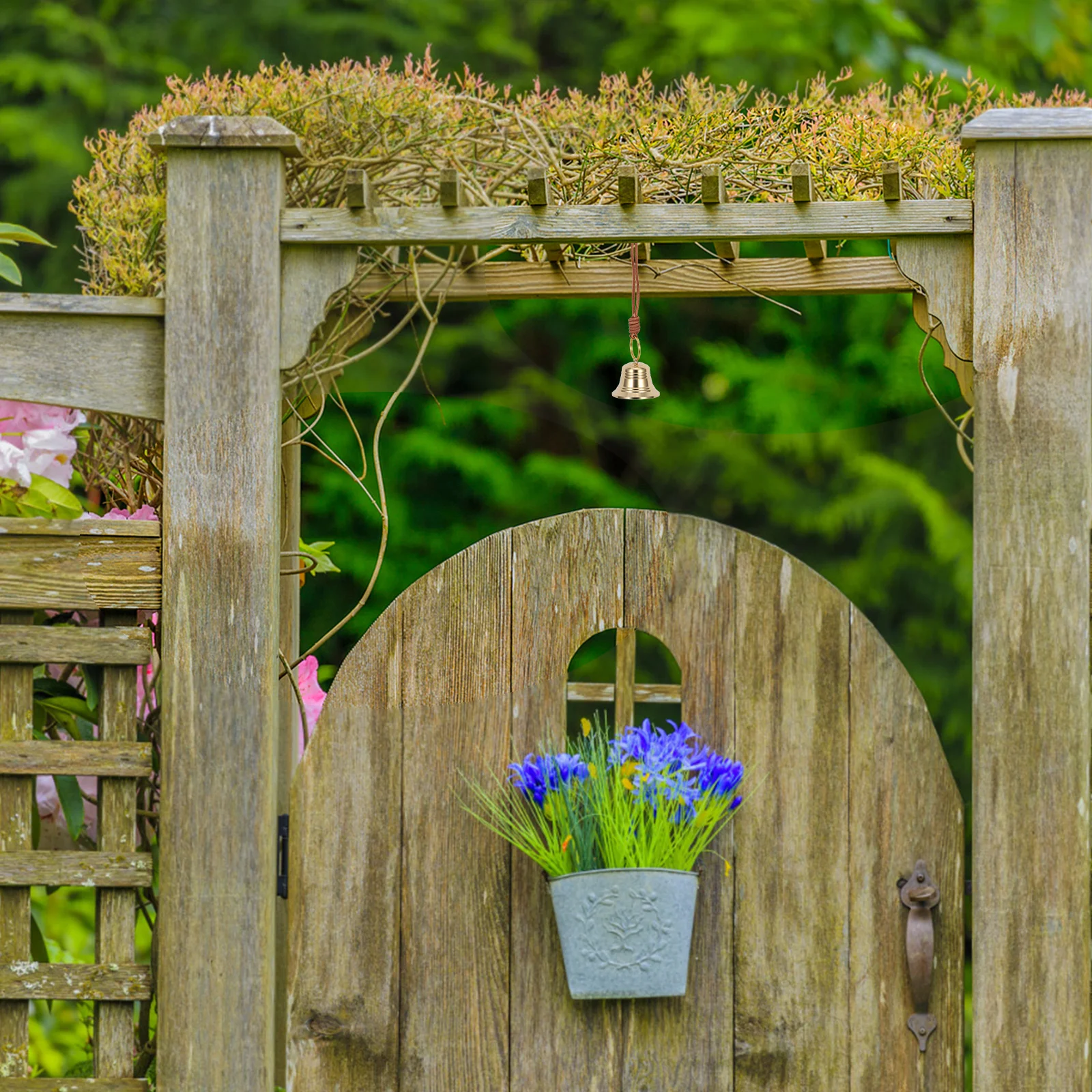 النحاس خمر جرس معلق جرس نحاسي صغير ل مقبض الباب الديكور حديقة المنزل الرجعية الحائط جرس الباب الزخرفية الذهبي #4