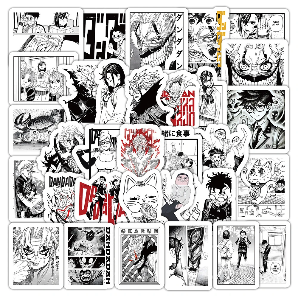 

10/30/50pcs Black White Anime Dandadan Stickers Ayase Momo Cartoon Sticker Skateboard Notebook Phone Car Cool Manga Decals Decor