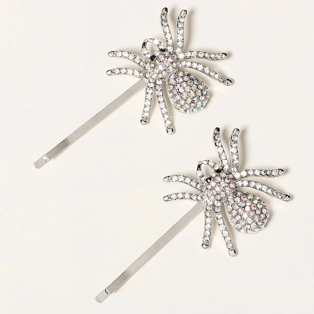 

2Pcs Unique Rhinestones Spider Hairpin For Women Girls Halloween And Costume Gatherings