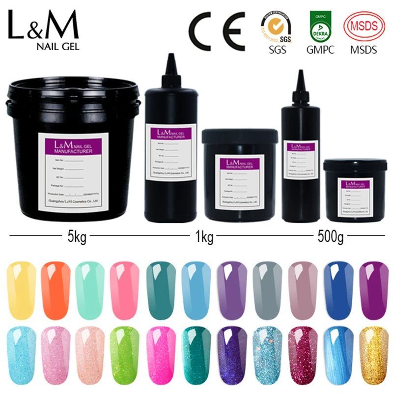 L&M Bulk Gel Nagellak Semi-permanente UV Led Esmaltes Glitter Nail Art Top Base Coat Gel Vernis Groothandel Gel Polish