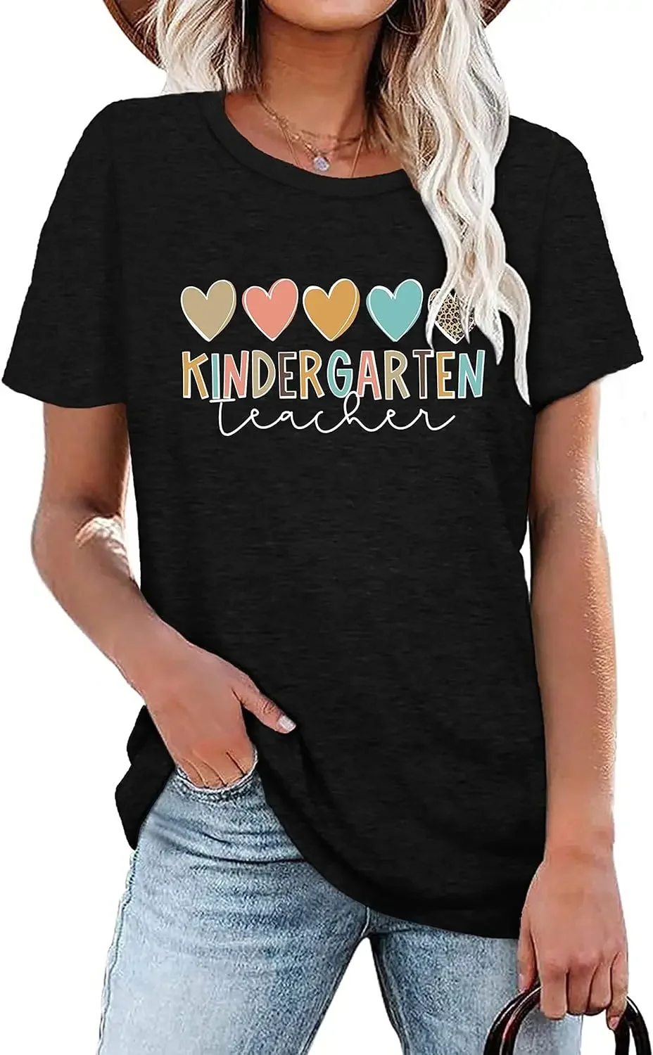 Casual Inspirational Tee Teaching Gift Tops Kindergarten Teacher Shirts for Women Teacher Graphic Tshirt