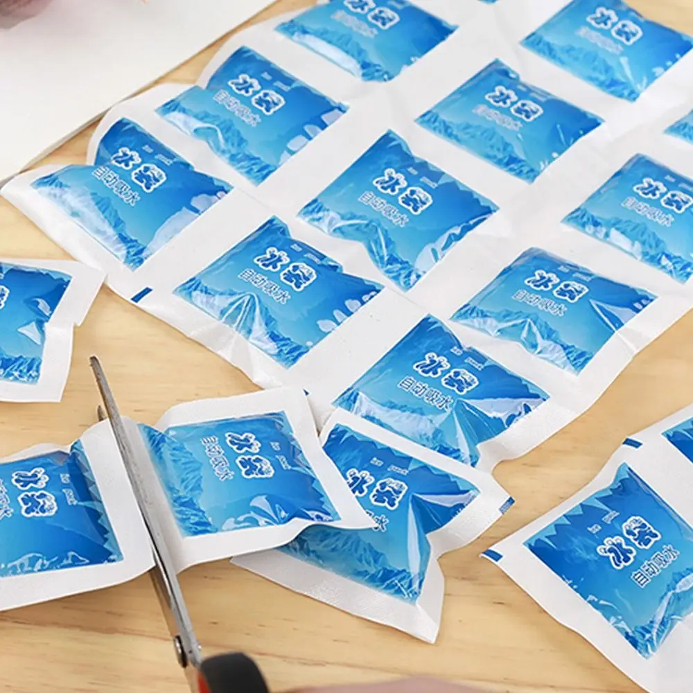 10Pcs Safe Self-Absorbing Reusable Ice Pack Leakproof Cuttable Self-Absorbing Cooling Bag Long-Lasting Cold Gel Ice Pack
