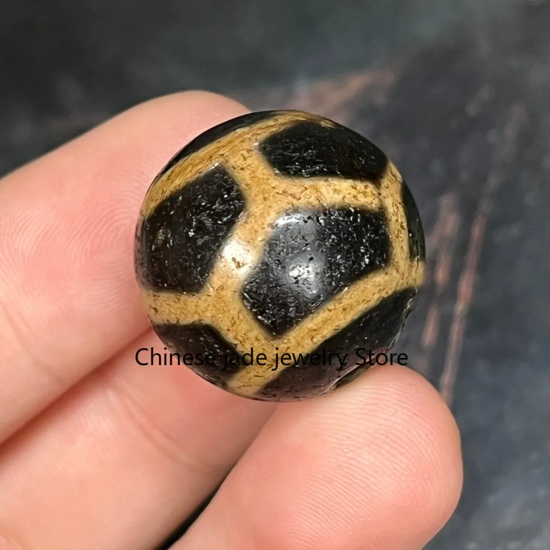 Rare Tibetan Old Agate Dzi Longevity Turtle Shell Amulet Bead 20mm Z1025