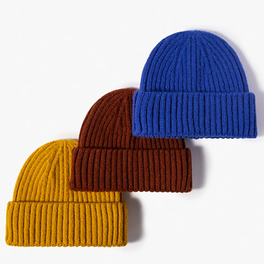 

short hats for men women men autumn winter beanies knitting cap solid color skullies bonnets unisex