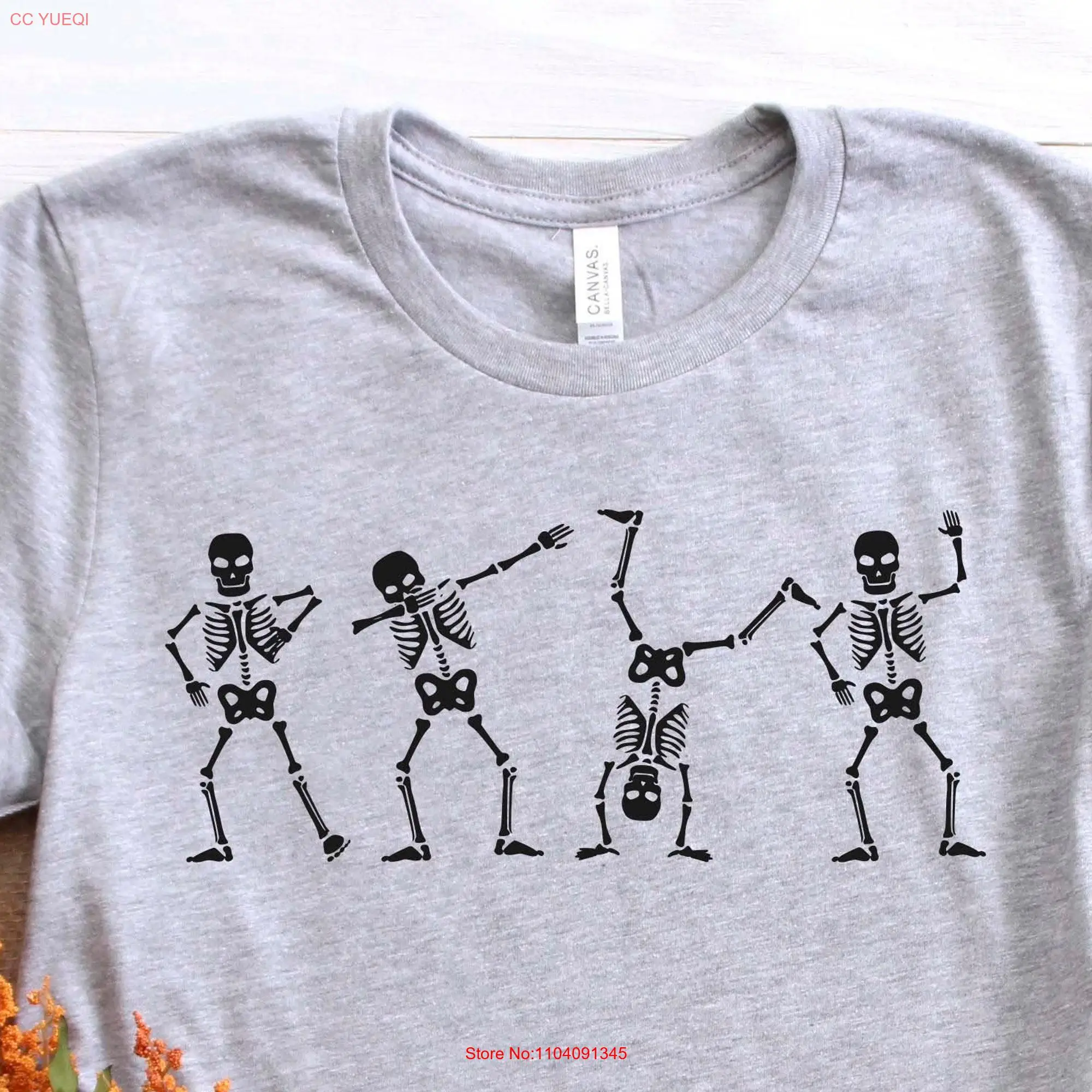 Halloween Flossing Skeleton T Shirt Dancing Costume Fall Party for Her Funny long or short sleeves