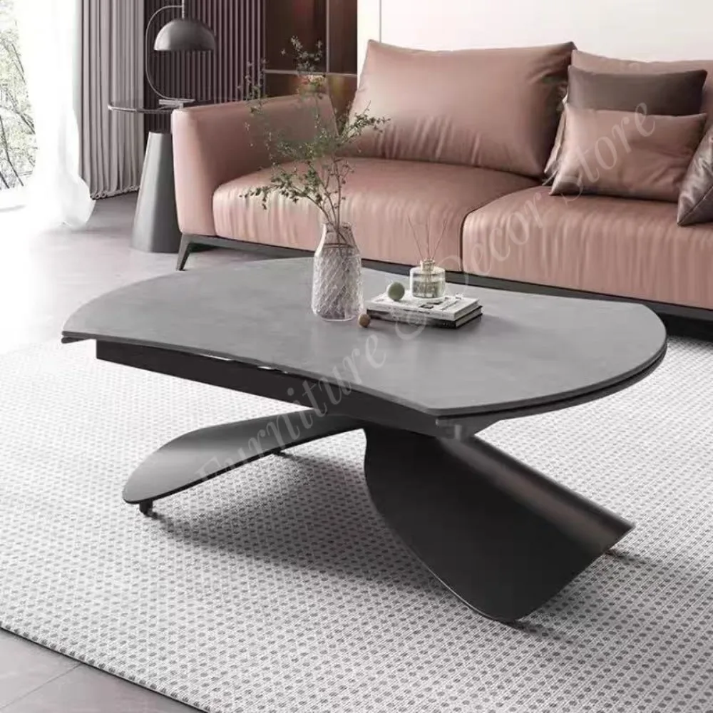 Modern Extendable Adjustable Height Stainless Steel Marble Top Multi-Functional Coffee Table for Living Room Home Furniture