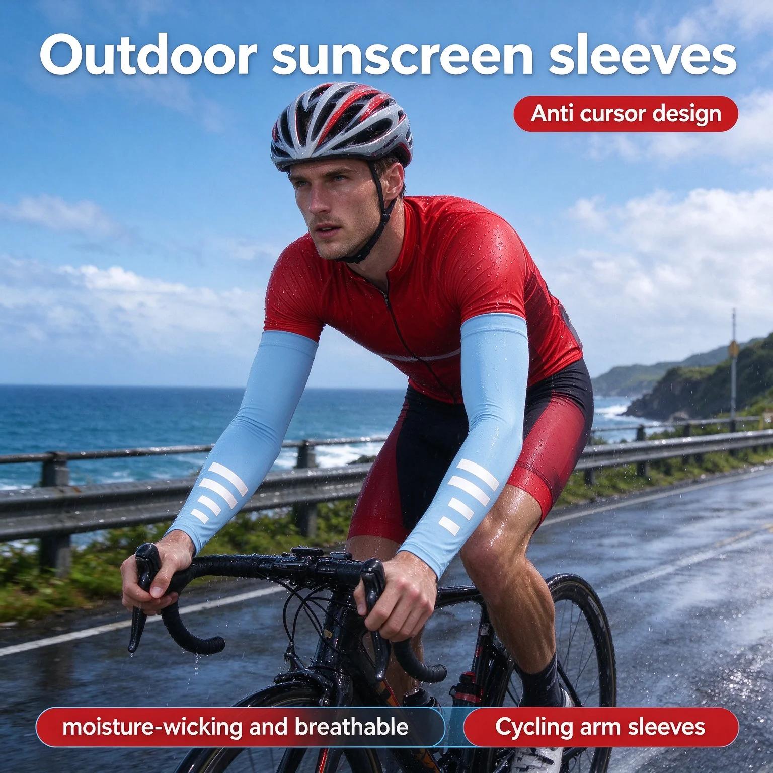 Ice Silk Arm Sleeves with Reflective Quick Dry Anti-UV Craft for Cycling Sports Men Women Stretch Sun Guards Vintage Style Sun