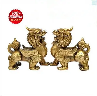 Pure Copper Pi Xiu Decoration a Pair Bringing Fortune Living Room Wealth Picchu Home Poly Office Desk Surface Panel Troops