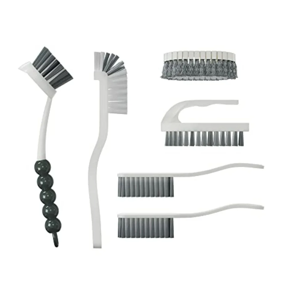 6 PCS Cleaning Brush, Scrub Brush Set for Kitchen and Bathroom Household Use with Various Brushes for Cleaning Dishes, Tiles, C