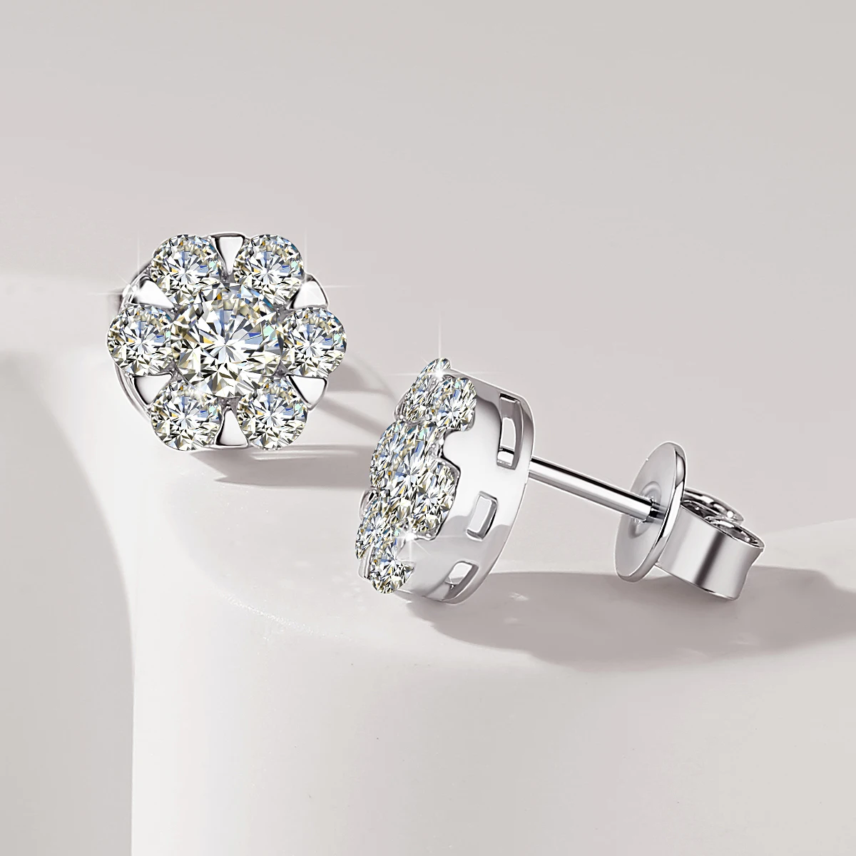 925 Silver Moissanite Earring D Color Plated 18k White Gold with GRA Certificates Anti-Allergy Diamond Earrings for Women