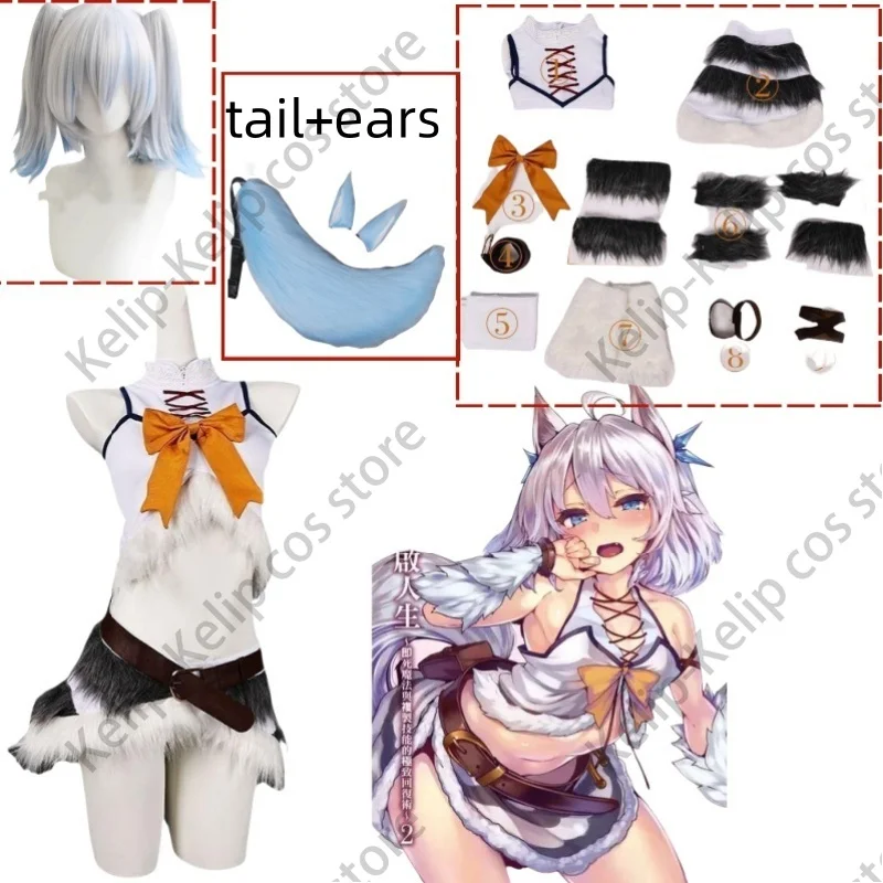 Anime Redo of Healer Setsuna Cosplay Costume Wig White Tops Uniform Shoes Adult Woman Sexy Kawaii Christmas Halloween Suit