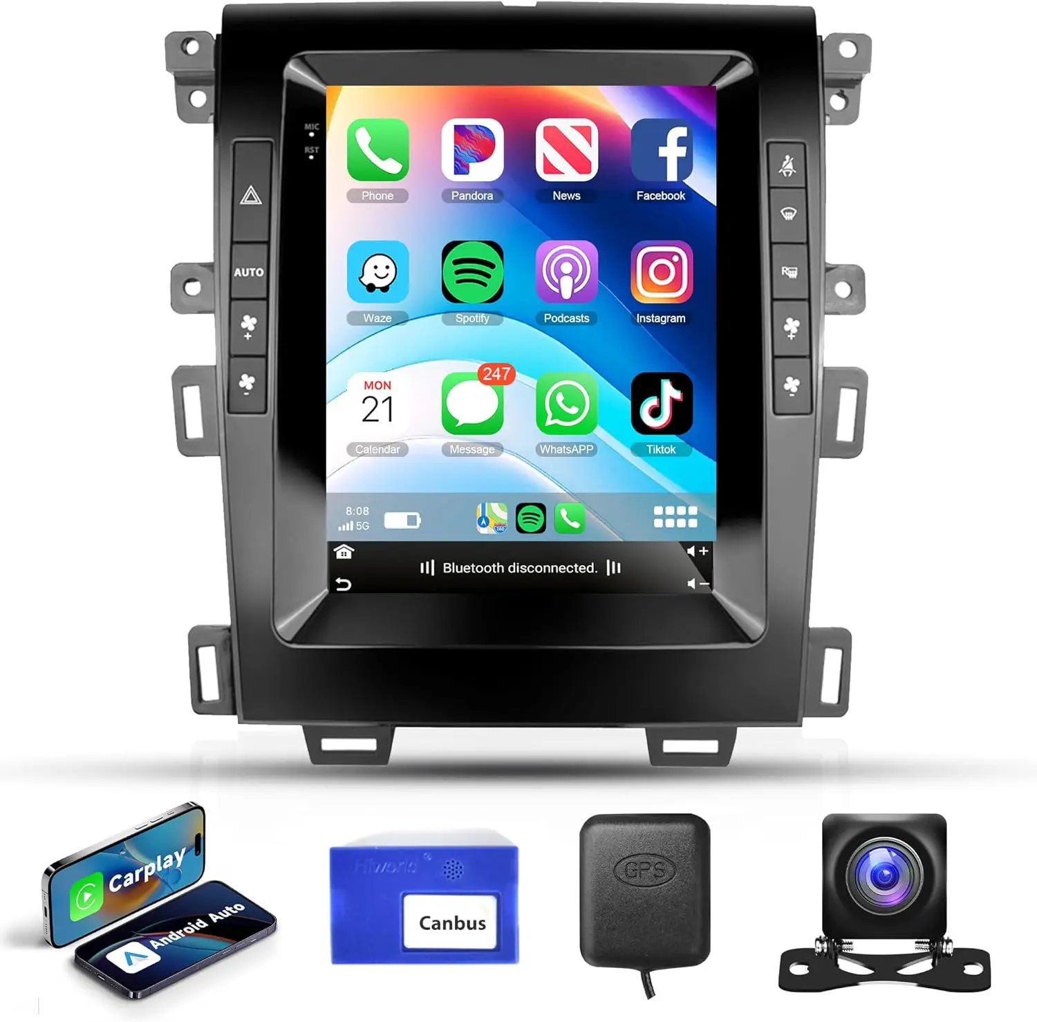 

Car Radio For Ford Edge 2013 -2015 Android Stereo Carplay Android 13 Auto 9.7 Inch Touch Screen Radio GPS Navigation Bluetooth