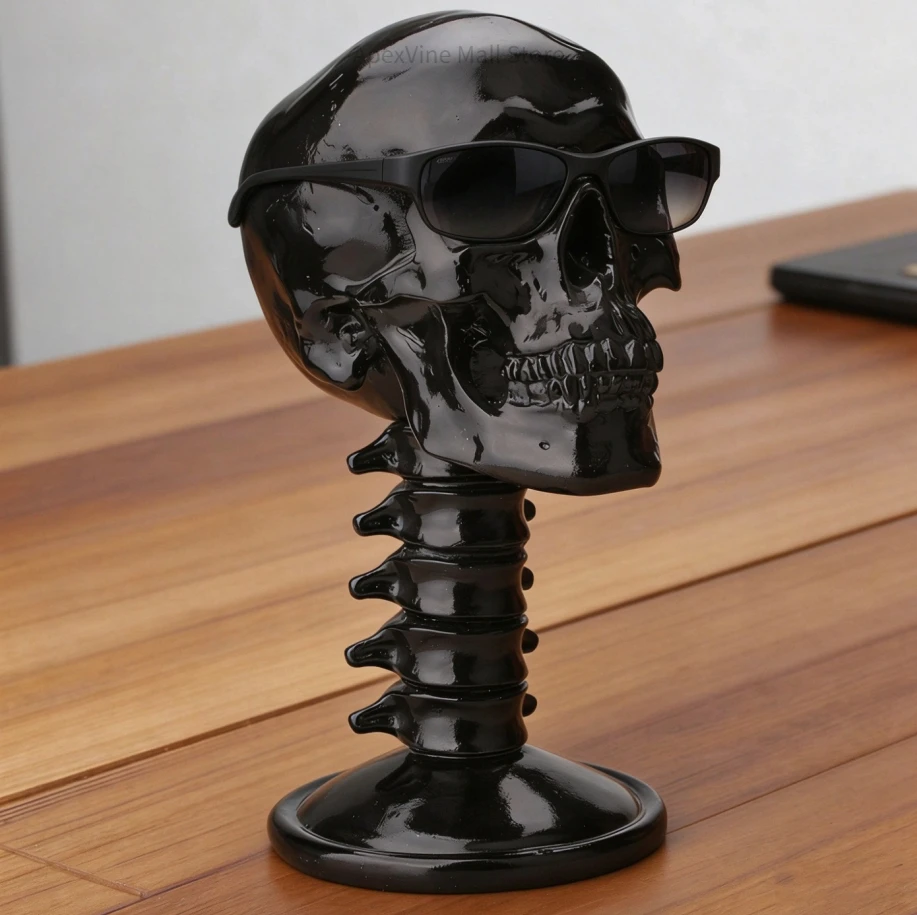 Gothic Skeleton Head Glasses Holder Resin Eyeglass Display Rack Desktop Spectacle Storage Stand Creative Home Decor Gift