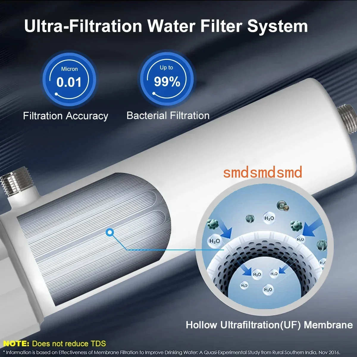 0.01μm PVDF Ultrafiltration Water Filter Purifier System for Bacterial Reduction, Washable UF Membrane,  Drinking Water