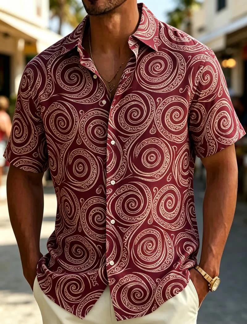 Men's Short Sleeve Shirt Lapel Tribal Sun Totem Geometric Print Button Up Casual Bohemian Holiday Summer Mens Clothing