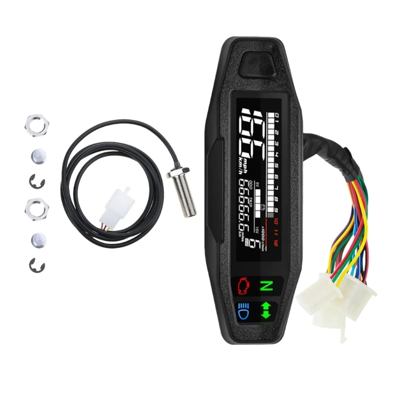 Motorcycle Speedometer Digital Speed Meter LED Tachometer Dashboard Instrument Panel Meter LCD Display Universally image 3