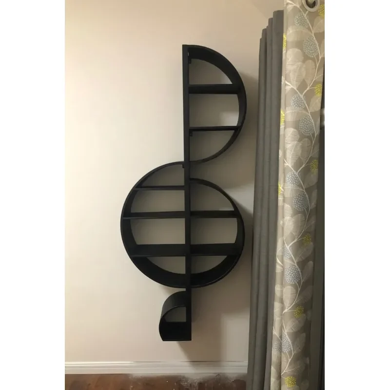 Vintage Wrought Iron Wall Shelf Music Note Design Multi Layer Storage Rack for Living Room Bar Decor Creative Metal Display