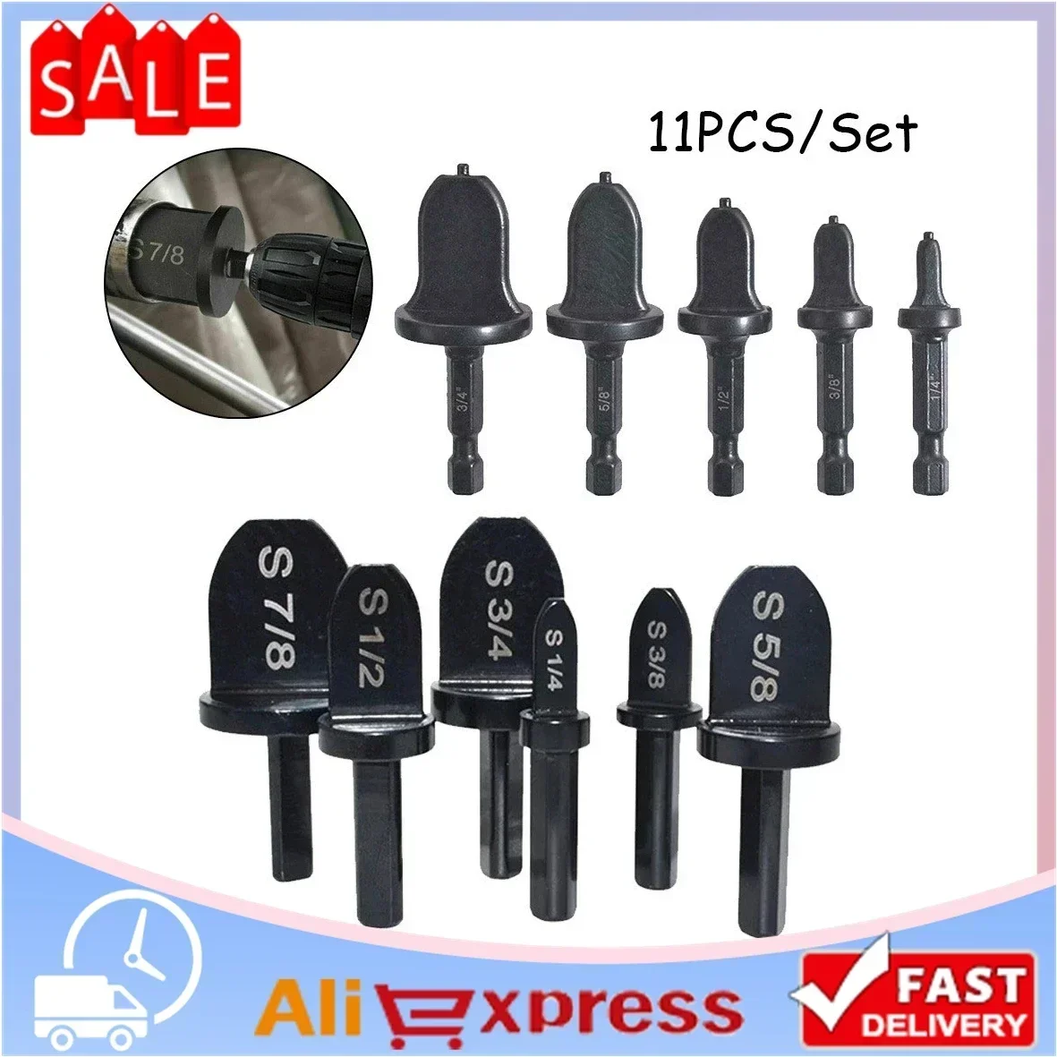 

11Pcs Copper Tube Expander Tool Set For Air Conditioner Installation 45# Steel Tube Expander Tools With 1/4inch Triangular Shank