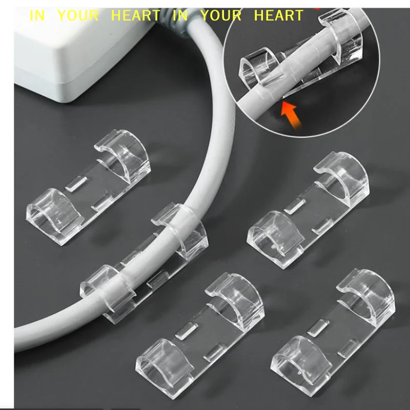 For Computer USB Charging Data 20-100PCS Self Stick Wire Cable Cord Clips Clamp Table Wall Tidy Organizer Holder Fixer Holder