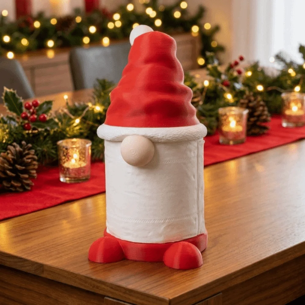 Plastic Christmas Gnome Roll Paper Holder Removable Colorful Roll Paper Towel Holder Decorative Cute Christmas Tissue Holder