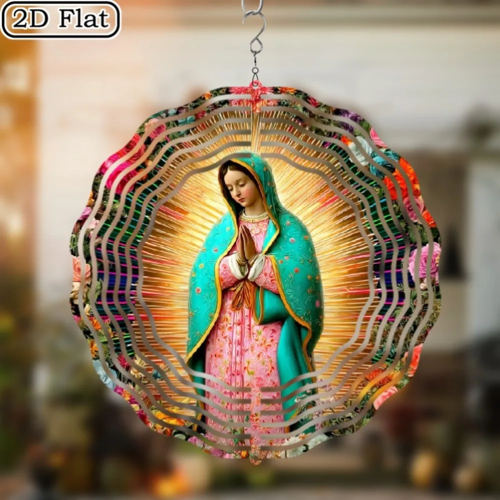 CIFBUY Wind Spinner Metal Immaculate Conception Sculpture Kinetic Art Catholic Gift Indoor Outdoor Hanging Garden Patio Decor