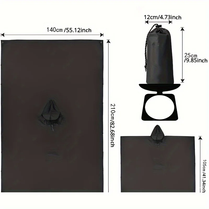 1 szt. Poncho przeciwdeszczowe 3w1 z tafty z srebrną powłoką, wielofunkcyjne, lekkie, wodoodporne, unisex, do jazdy na rowerze, pieszych wędrówek i aktywności na świeżym powietrzu.