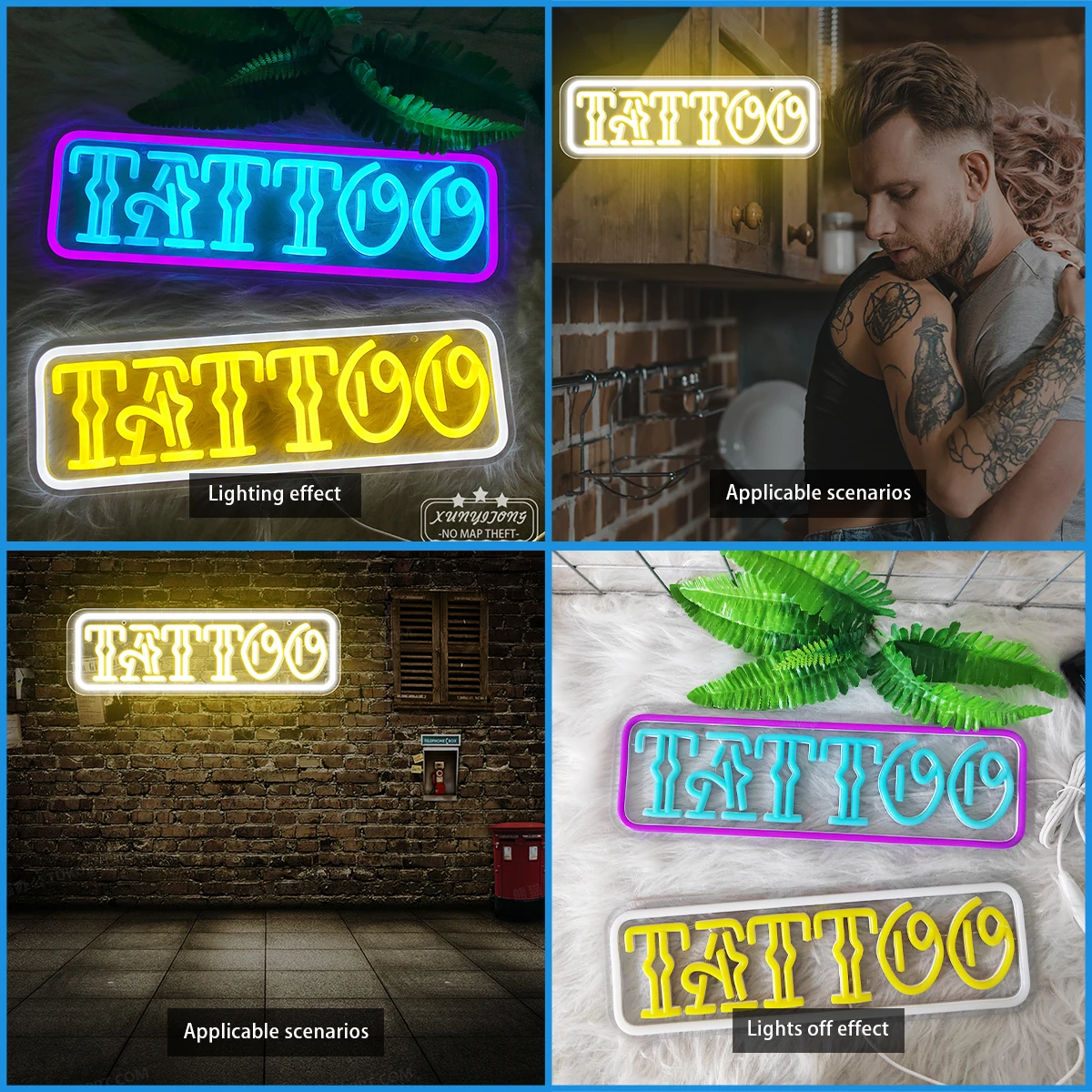 Tattoo neon custom applicable to tattoo bar nightclub entertainment barbershop create atmosphere led neon lightsre