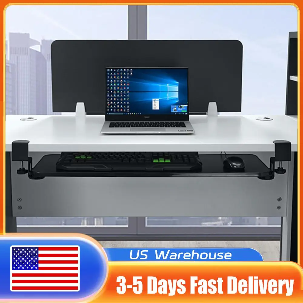 

Поднос для клавиатуры с зажимом, регулируемый по высоте под столом, ящик для клавиатуры, выдвижной держатель для клавиатуры, выдвижная платформа, компьютерный ящик