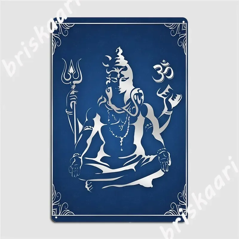 Lord Shiva Blue Silver Metal Plaque Poster Party Plates Club Classic Tin Sign Poster