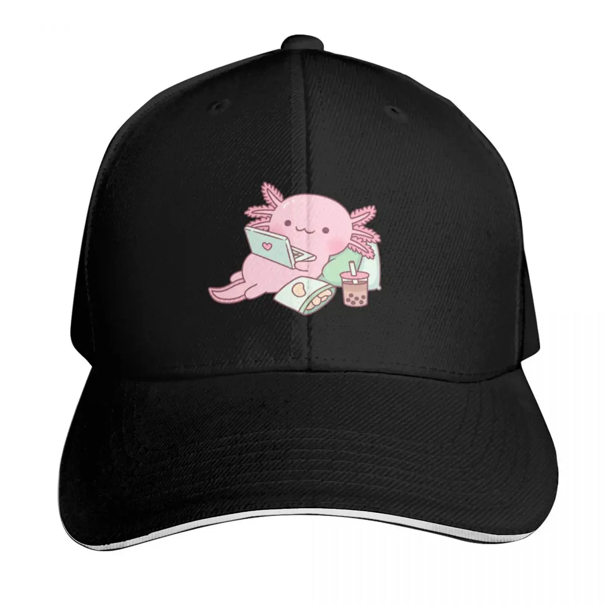 Cute Chilling Axolotl Baseball Cap Lightweight Packable Gift for Him Her Casual Daily Wear
