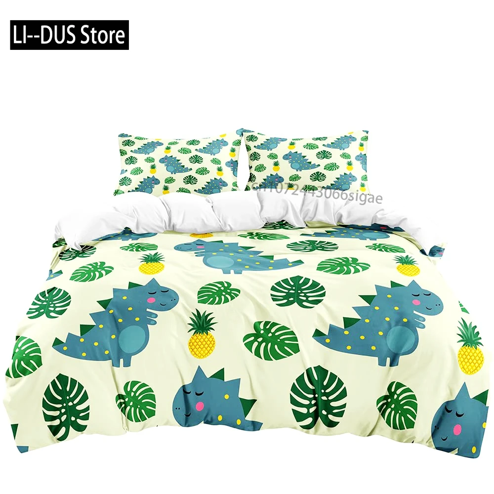 

Funny Pattern Pineapple Bedding Set Decor Quilted 3 Piece Cover Set with 2 Pillow Shams, Twin Full Queen King Size Room Decor