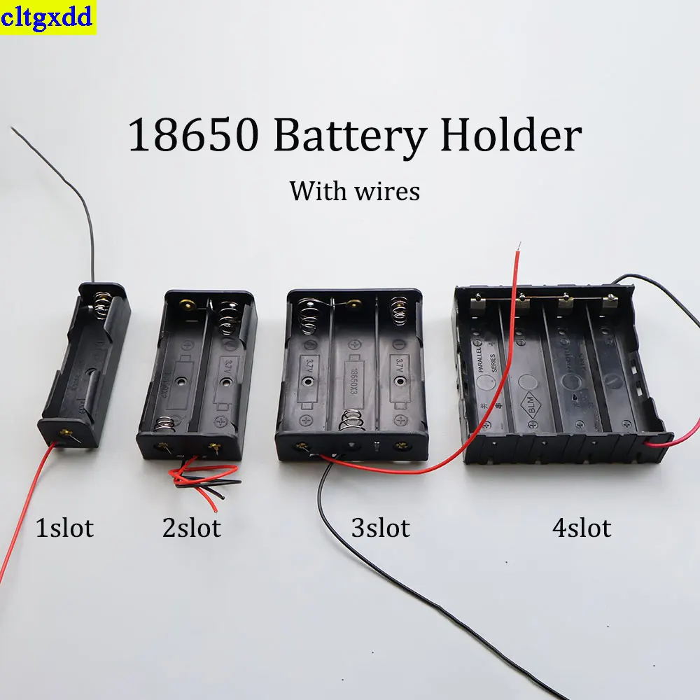 

cltgxdd 1piece 18650 battery holder box 1/2/3/4 card slot battery storage box plastic container with connector storage box