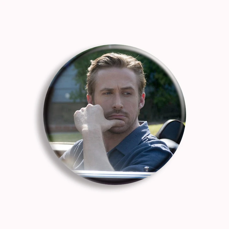 31Style Ryan Gosling Creative Cute Funny Meme Button Pin Metal Canada Actor Brooch Badge Bag Decor Accessories Fans Collect Gift