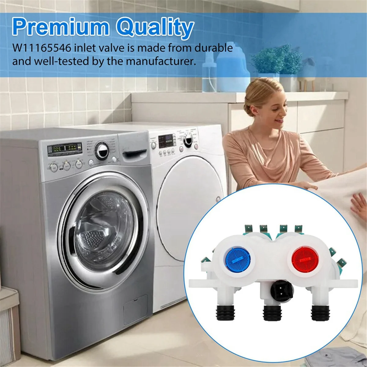 วาล์วน้ําเข้าเครื่องซักผ้าสําหรับ Whirlpool Kenmore Crosley W 11165546   ว 11096267   อุปกรณ์เสริมเครื่องซักผ้า