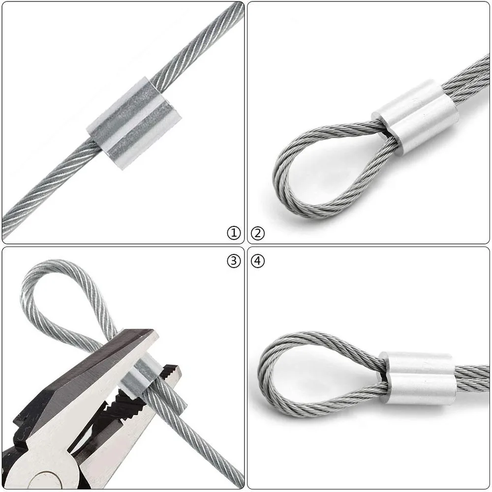 20Pcs Double Hole Aluminum Sleeve Cable Crimp Sleeve M1-M6 Wire Ferrules 8-Shape Aluminum Wire Rope Clamp Hardware Accessories