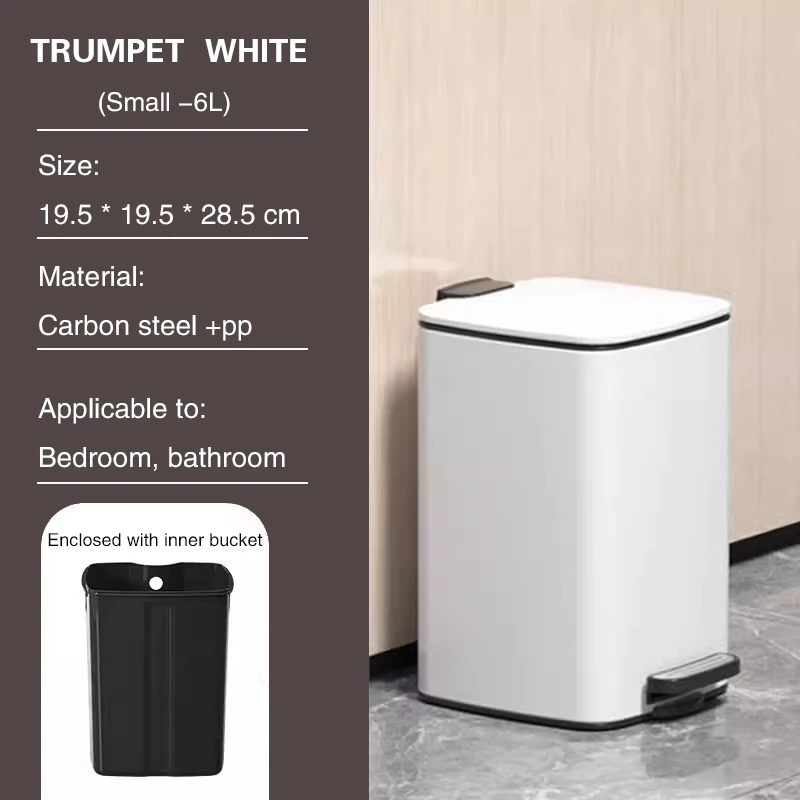 

6L Stainless Steel Trash Can Pedal Type Ash-Bin Modern Minimalism Style Living Room Kitchen Office Hotel Room Storage Trash