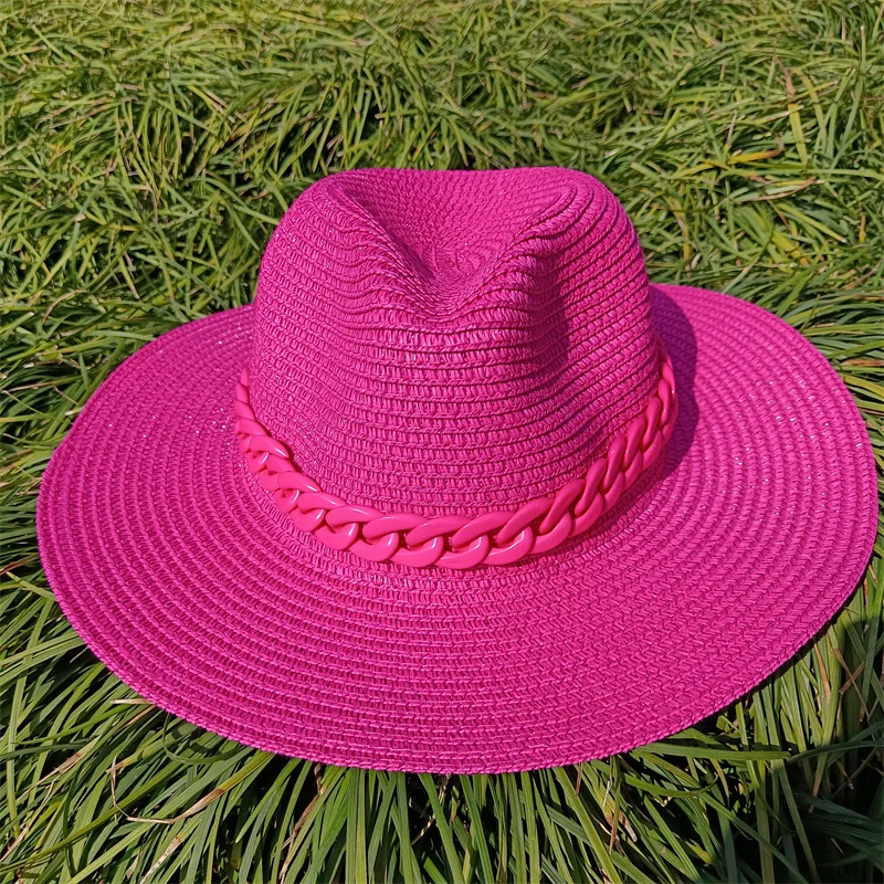 Summer hat new adjustable jazz straw hat for men and women Fedora sun hat beach hat jazz rose jazz hat