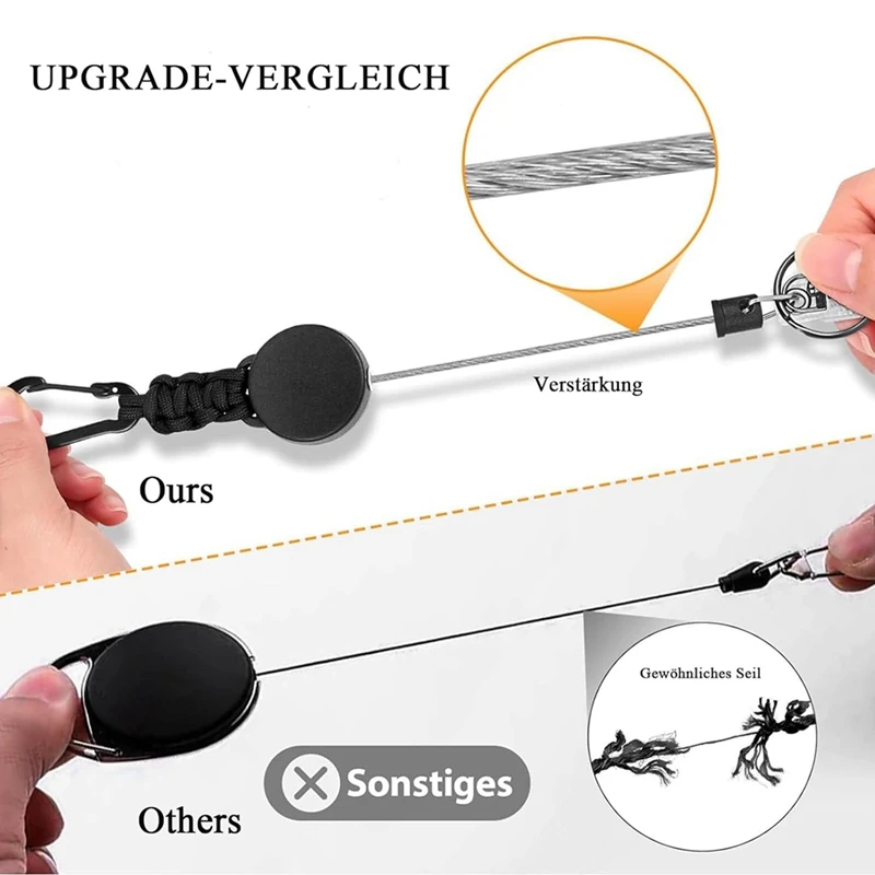 4Pack Retractable Keychain Heavy Duty Retractable Lanyard Badge Holder Retractable Clip Retractable Key Ring Key Holder