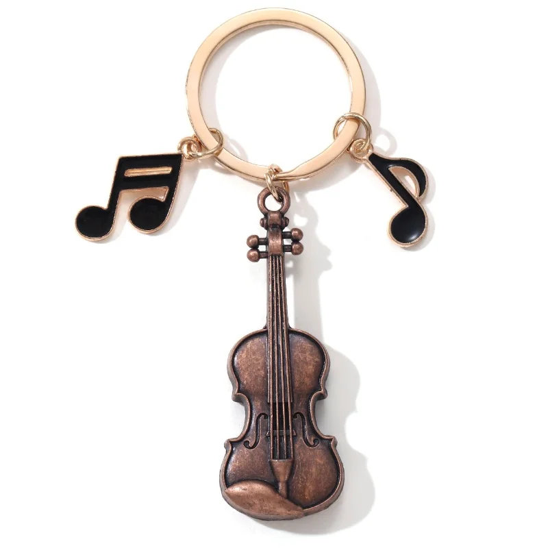 Classic Violin Notes Enamel Keychain Musical Instrument Music Key Ring Good Gift For Friends Musician Handmade Jewelry Set