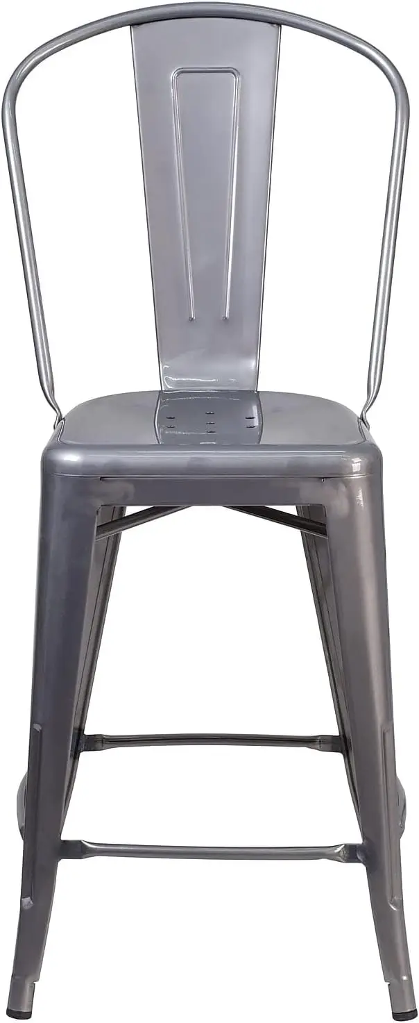 Lincoln 24'' High Clear Coated Indoor Counter Height Stool With Back