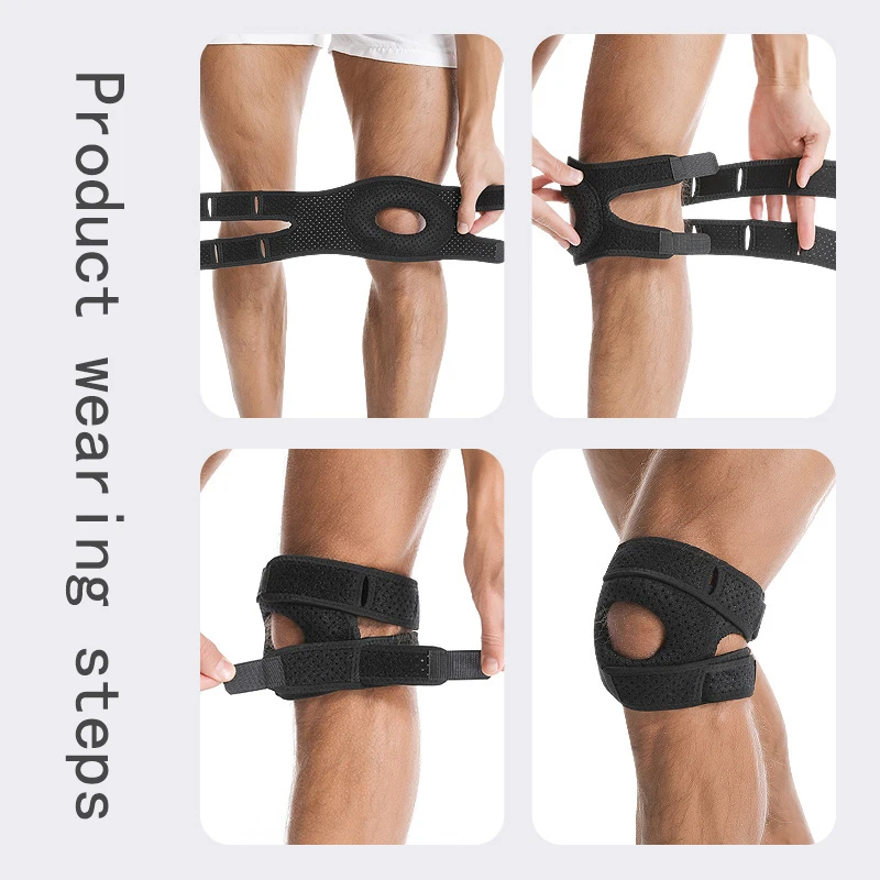 حزام دعامة ركبة للرضفة قابل للتعديل للرجال ، دعامة وتر الرضفة ، مثبت ، تخفيف الألم ، دعم أكمام الركبة المفتوحة ، 1. #4