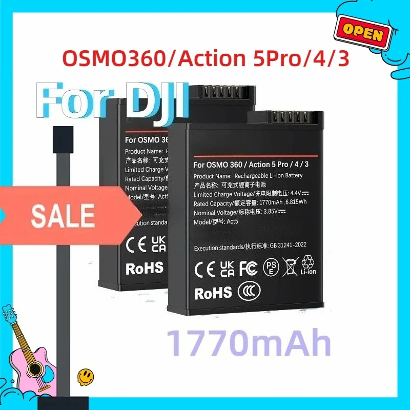 

1770mAh High-Quality Digital Camera Battery For DJI OSMO360/Action 5Pro/4/3 Accessories & Parts In Stock