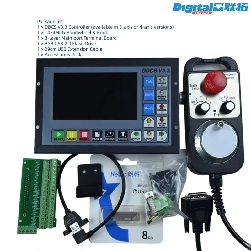 4Axis CNC Offline Controller Kit With Engraving Machine Pulse Generator Handwheel Router Table Woodworking DDCS V3.3 / V3.1