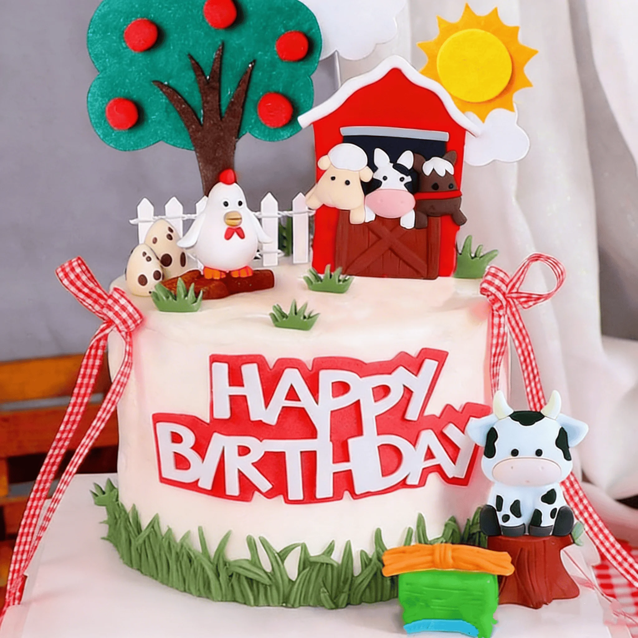 JeVenis Bauernhof Tier Kuchen Dekoration Schafe Kuchen Topper Bauernhof Tier Geburtstag Dekoration Kuh Kuchen Dekoration Schwein Kuchen Topper – Detail 4