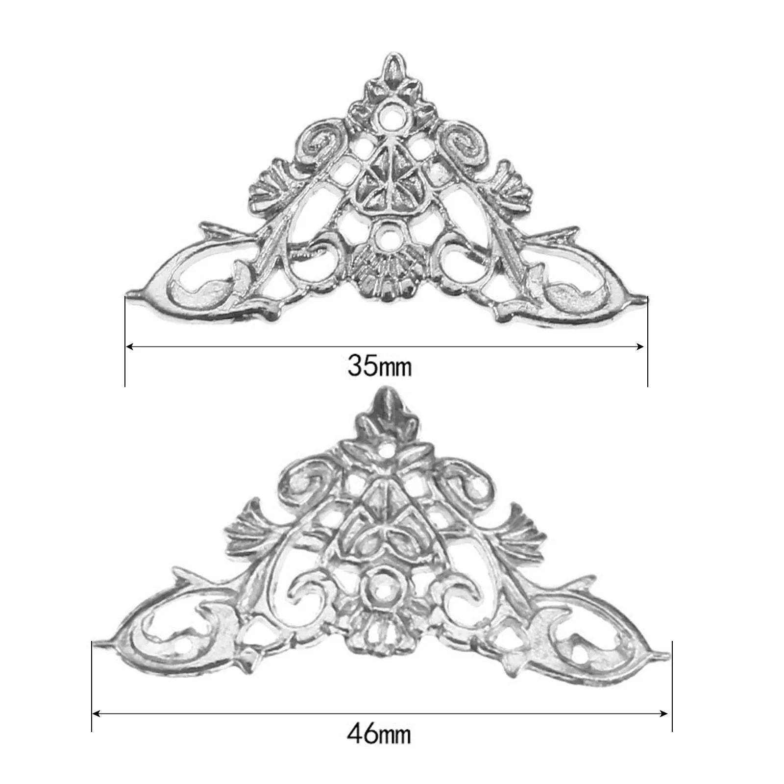4 szt. Dekoracyjne ochraniacze narożników 35*35mm/46*46mm pudełko na biżuterię Decor Album stopy nogi meble wsporniki narożne z gwoździem