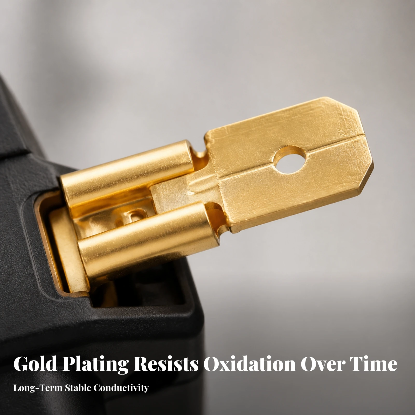 25 Pieces Blade Terminal Quick Connection Wire Terminals Crimp Terminal Gold-Tone Crimp Terminals Flat for Electricians